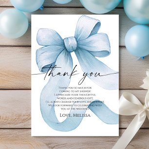 Something Blue Before I Do Blue Bow Bridal Shower Thank You Card