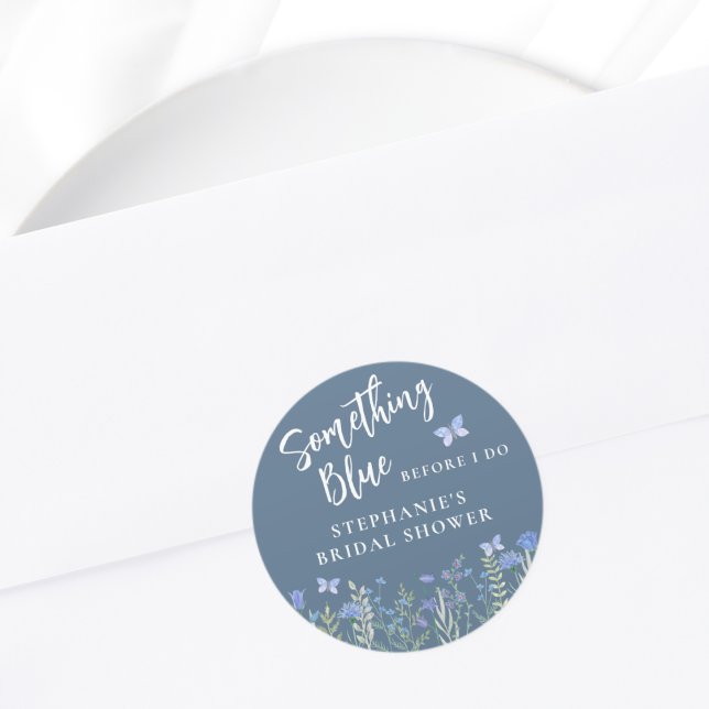 Something Blue Before I Do Blue Bridal Shower  Classic Round Sticker (Creator Uploaded)