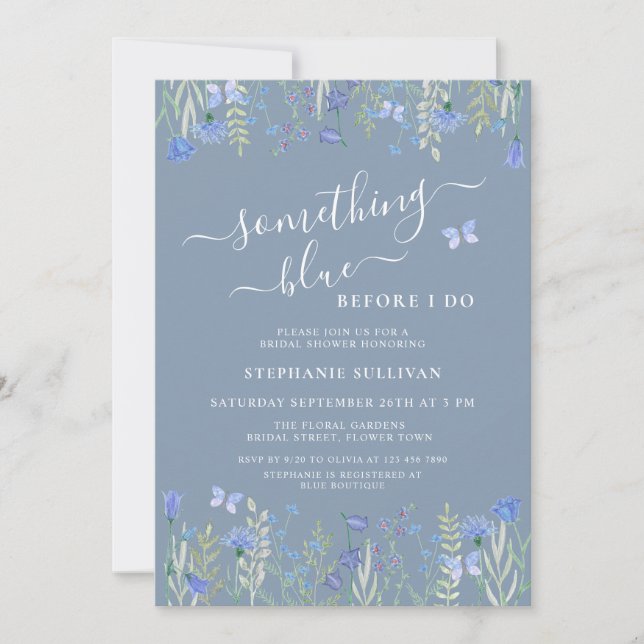 Something Blue Before I Do Blue Bridal Shower Invitation (Front)