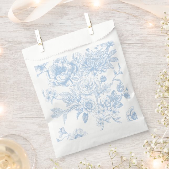 Something Blue Before I Do Blue Floral Toile Favour Bag (Clipped)