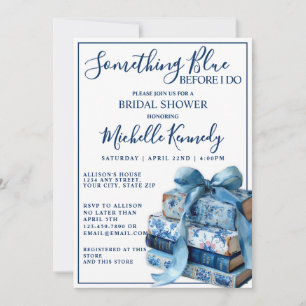 Something Blue Before I Do Bookish Bridal Shower  Invitation