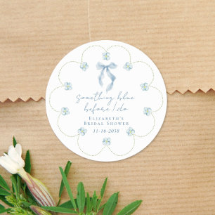 Something Blue Before I Do Bow Bridal Shower Classic Round Sticker