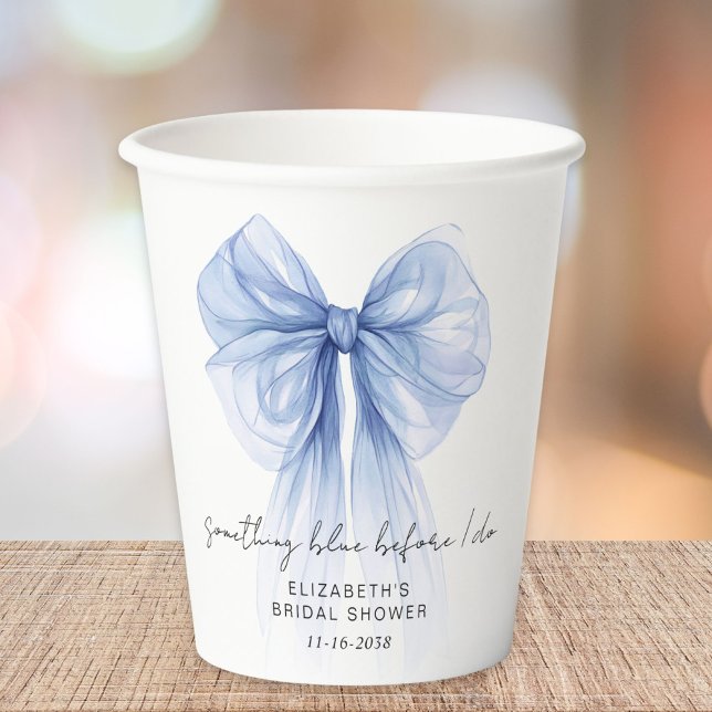 Something Blue Before I Do Bow Bridal Shower Paper Cups (Creator Uploaded)