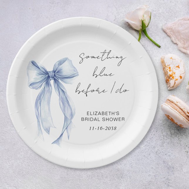 Something Blue Before I Do Bow Bridal Shower Paper Plate (Creator Uploaded)