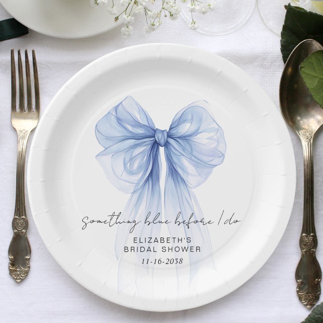 Something Blue Before I Do Bow Bridal Shower Paper Plate (Creator Uploaded)