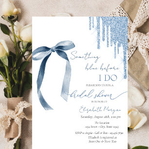 Something Blue Before I Do Bow Glitter Drips Invitation