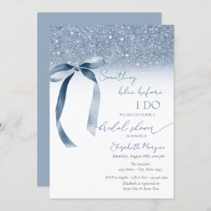 Something Blue Before I Do Bow Glitter  Invitation