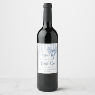 Something Blue Before I Do Bow Thank you Wine Label