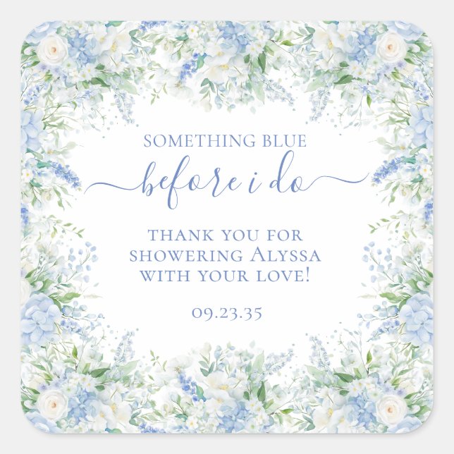 Something Blue Before I Do Bridal Brunch Thank You Square Sticker (Front)