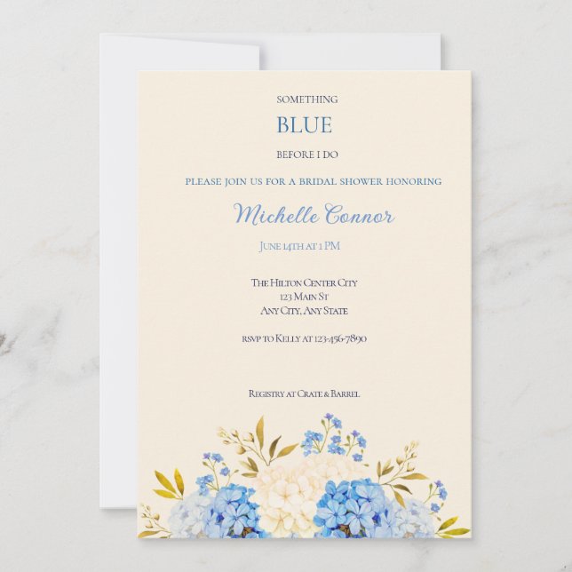 Something Blue Before I Do Bridal Invitation  (Front)
