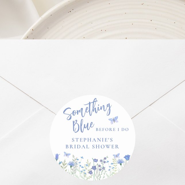 Something Blue Before I Do Bridal Shower Classic Round Sticker (Creator Uploaded)