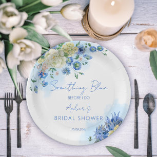 Something blue before i do bridal shower floral paper plate