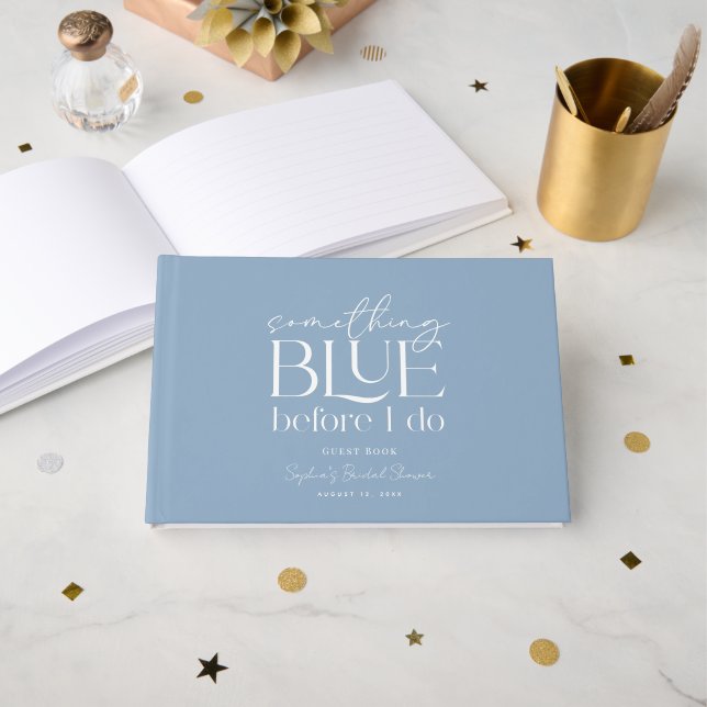 Something Blue Before I Do Bridal Shower Guest Book (Front Open)