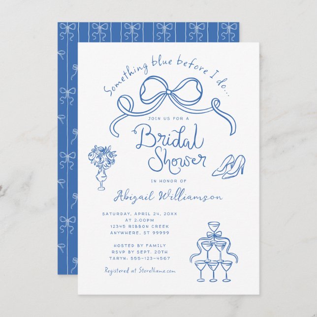 Something Blue Before I Do Bridal Shower Invitation (Front/Back)