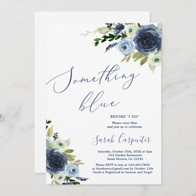 Something Blue Before I do Bridal Shower  Invitation (Front/Back)
