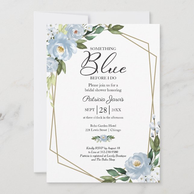 Something Blue Before I Do Bridal Shower Invitation (Front)