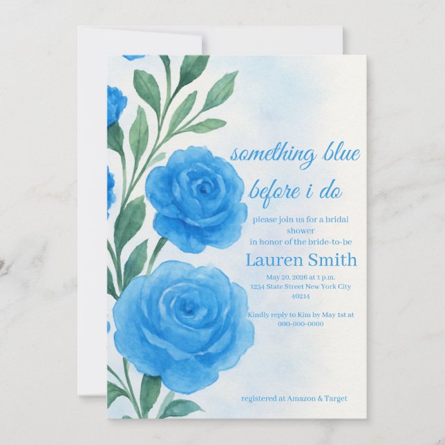 Something Blue Before I Do - Bridal Shower Invite  (Front)