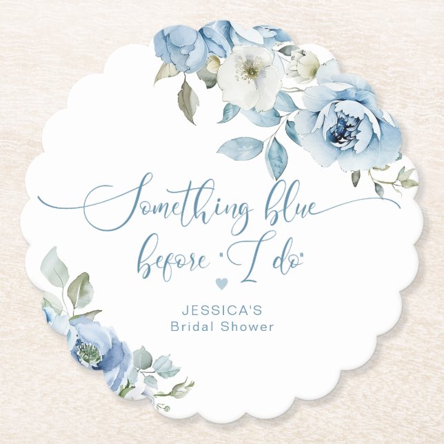 Something blue before I do bridal shower Paper Coaster (Front)