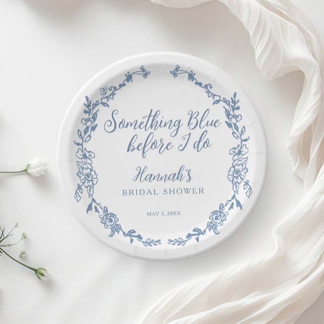 Something Blue Before I Do Bridal Shower Paper Plate (Creator Uploaded)