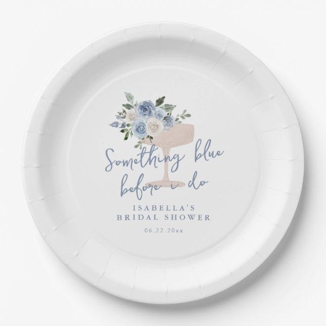 Something Blue before I do bridal shower Paper Plate (Front)