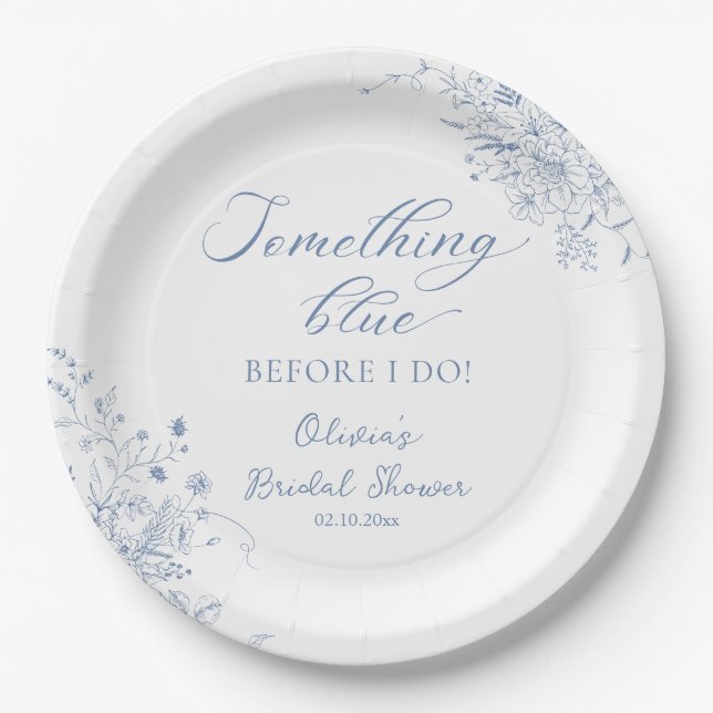 Something Blue Before I Do Bridal Shower Paper Plate (Front)
