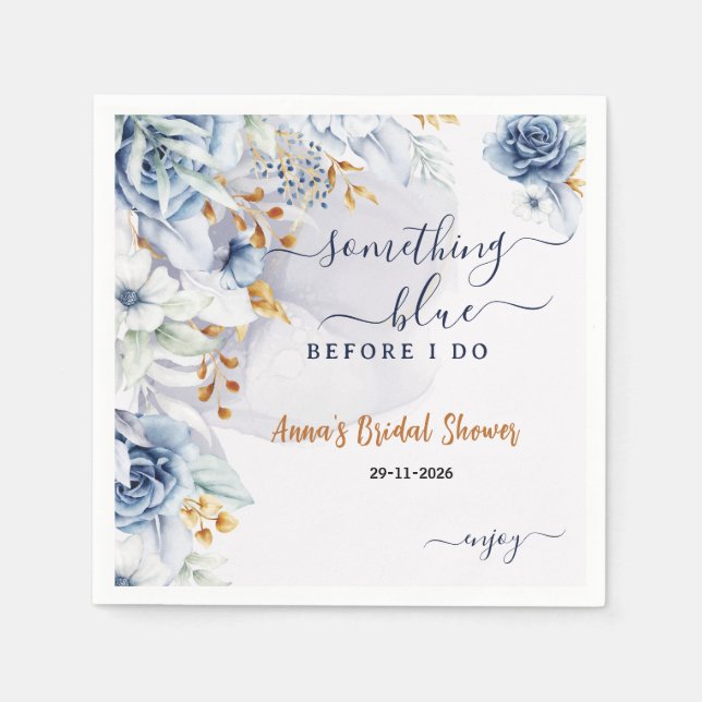 Something Blue Before I Do Bridal Shower Party Napkin (Front)