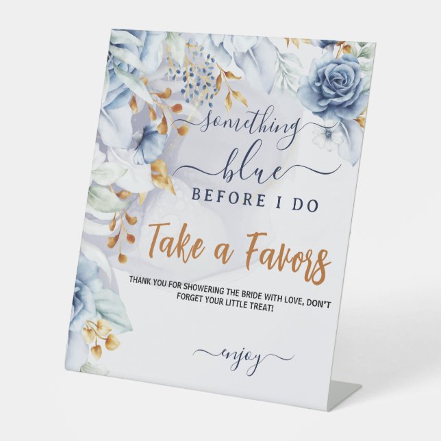 Something Blue Before I Do Bridal Shower Party Pedestal Sign (Front)