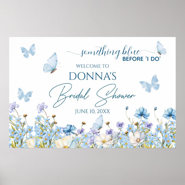 Something Blue before 'I do' Bridal Shower Welcome Poster (Front)