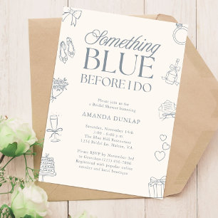 Something Blue Before I Do Drawn Bridal Shower Invitation