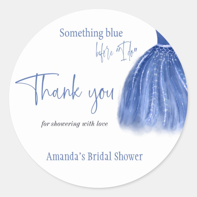 Something Blue Before I Do Dress Bridal Shower Classic Round Sticker (Front)