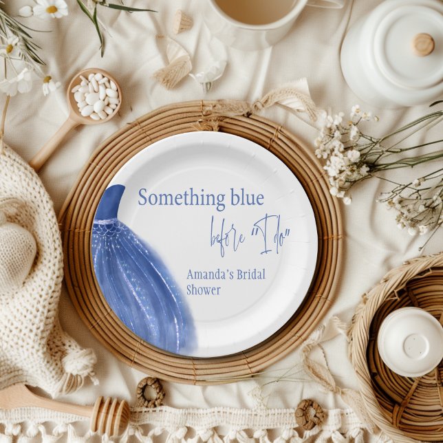 Something Blue Before I Do Dress Bridal Shower Paper Plate (Creator Uploaded)