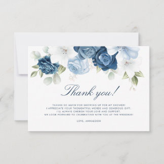 Something Blue Before I Do Dusty Blue Floral Chic Thank You Card