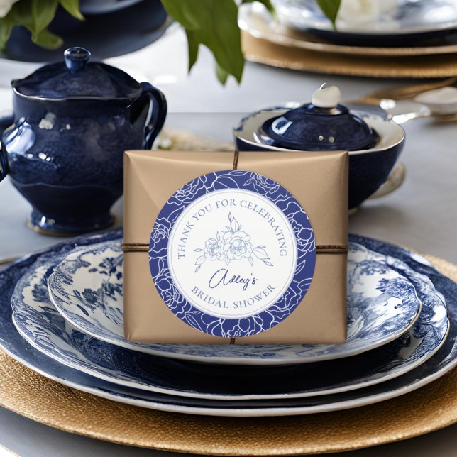 Something Blue Before I Do Elegant Bridal Shower Classic Round Sticker (Creator Uploaded)