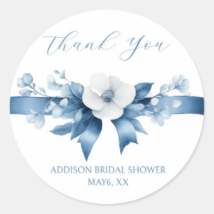 Something Blue Before I do, Floral & Bow Classic  Round Sticker