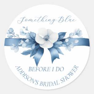 Something Blue Before I do, Floral& Bow  Classic Round Sticker