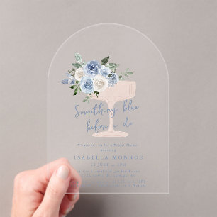 Something Blue Before I Do Floral Bridal Shower Acrylic Invitations