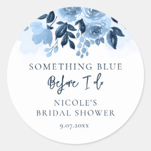 Something Blue Before I Do Floral Bridal Shower Classic Round Sticker