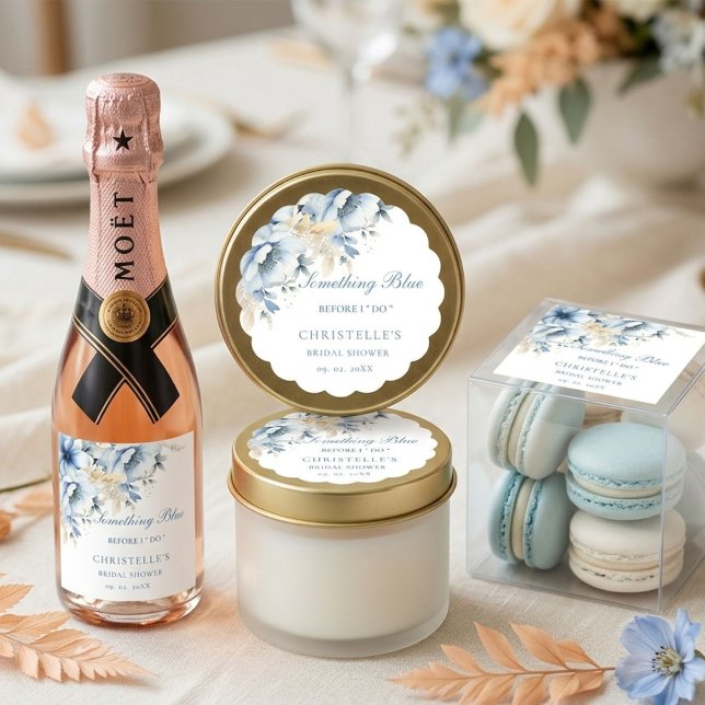 Something blue before i do floral Bridal shower Classic Round Sticker (Creator Uploaded)