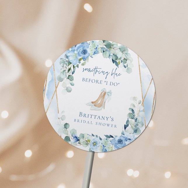 Something Blue Before I Do Floral Bridal Shower Classic Round Sticker (Creator Uploaded)