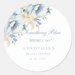 Something blue before i do floral Bridal shower Classic Round Sticker