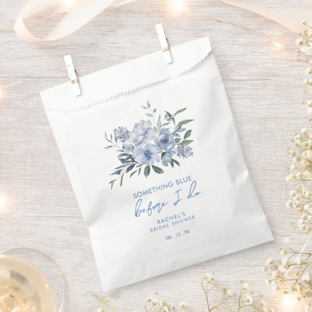 Something Blue Before I Do Floral Bridal Shower Favour Bag (Clipped)