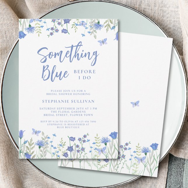 Something Blue Before I Do Floral Bridal Shower Invitation (Creator Uploaded)