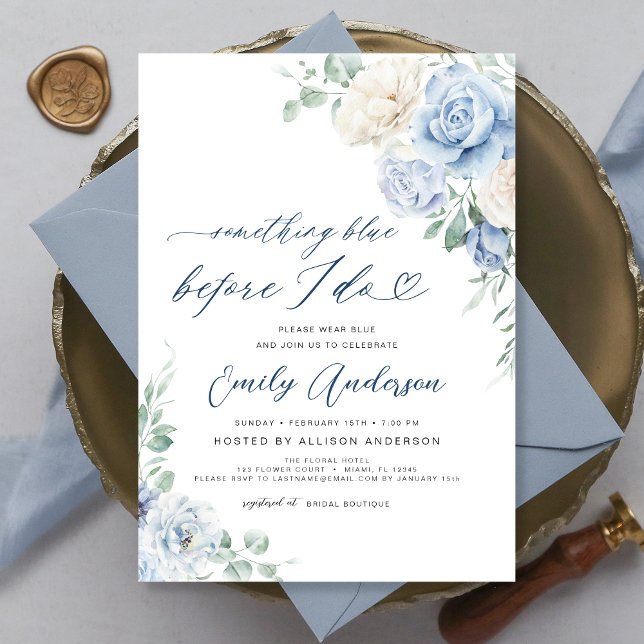 Something Blue Before I Do Floral Bridal Shower Invitation (Creator Uploaded)