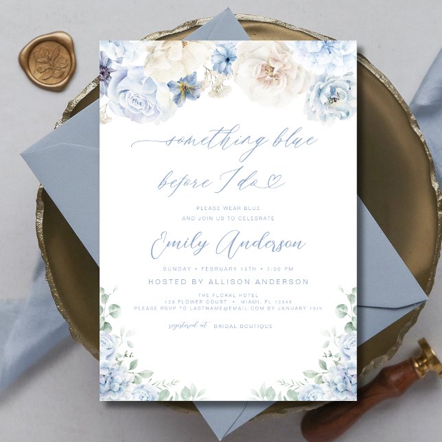 Something Blue Before I Do Floral Bridal Shower Invitation (Creator Uploaded)