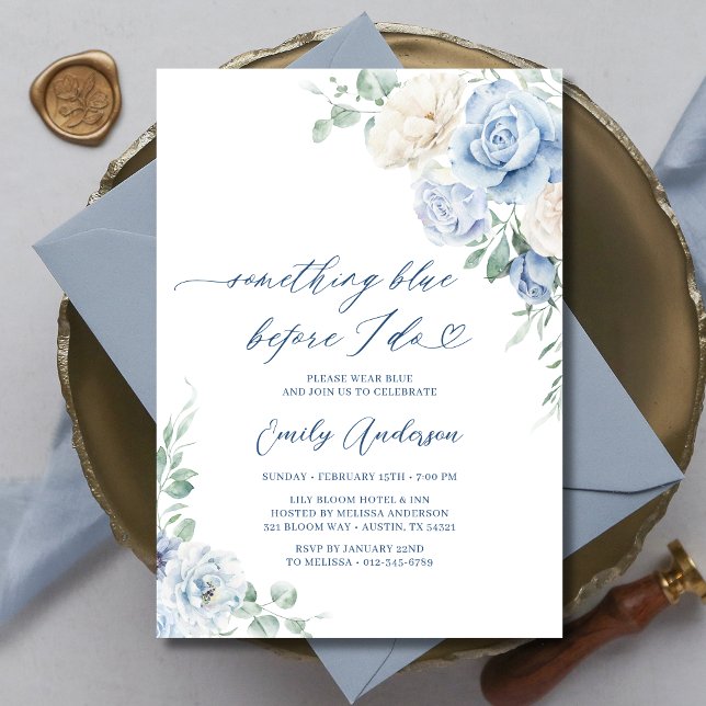 Something Blue Before I Do Floral Bridal Shower Invitation (Creator Uploaded)