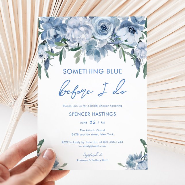 Something Blue Before I Do Floral Bridal Shower Invitation (Creator Uploaded)