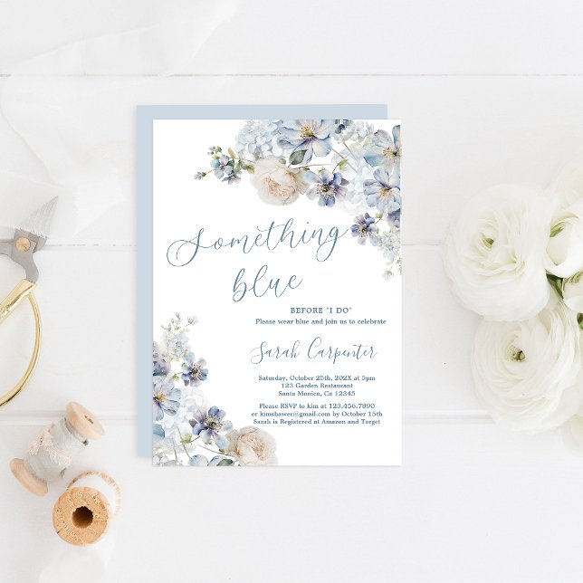 Something Blue Before I do Floral Bridal Shower  Invitation (Creator Uploaded)