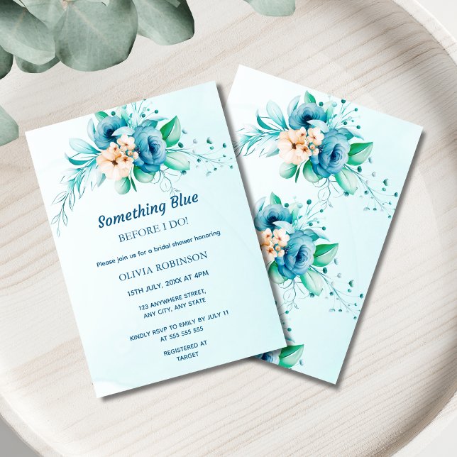 Something Blue Before I Do Floral Bridal Shower  Invitation (Something Blue Before I Do Floral Bridal Shower Invitation 
)