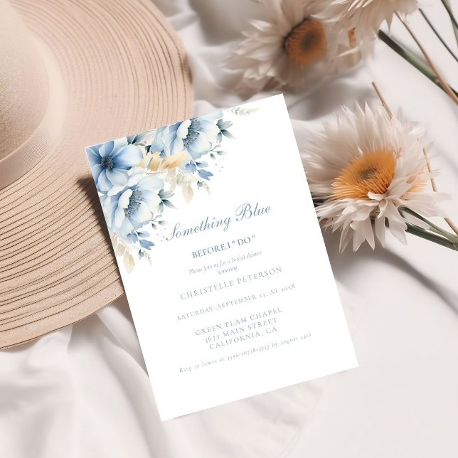 Something blue before i do floral Bridal shower Invitation (Creator Uploaded)