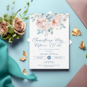 Something Blue Before I Do Floral Bridal Shower Invitation